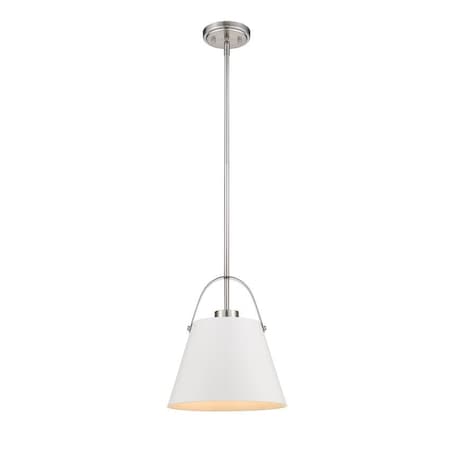 Z-Lite Z-Studio 1 Light Pendant, Matte White 726P-MW+BN
